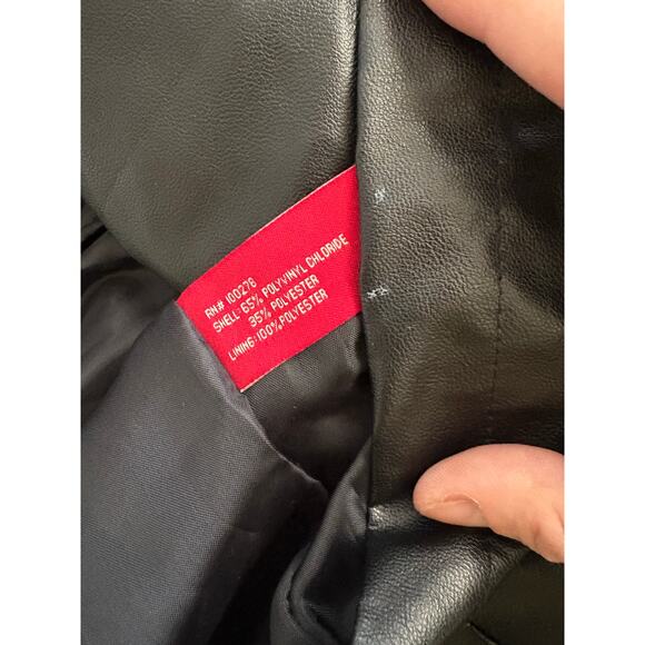 Vintage y2k 90s Jennyfer J black faux leather pleather short trench coat jacket - Picture 5 of 10